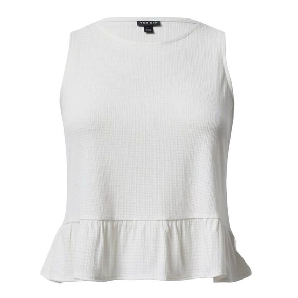Torrid 3x Or 22/24 Texture Knit High Neck Ruffle Crop Top Off White Boho Cottage - Picture 1 of 6
